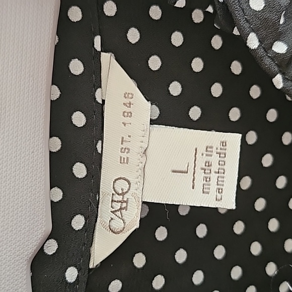 Black Polka Dot ruffle blouse with elastic band waist - Picture 2 of 9